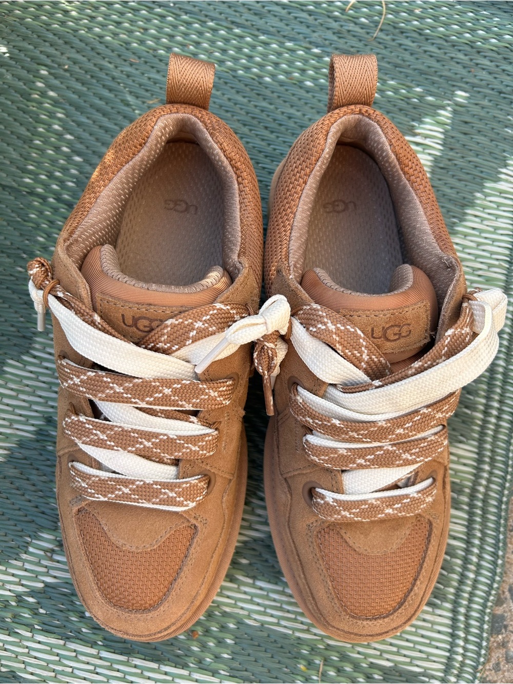 UGG Women's Tan Suede & Mesh Sneakers with Cream Laces